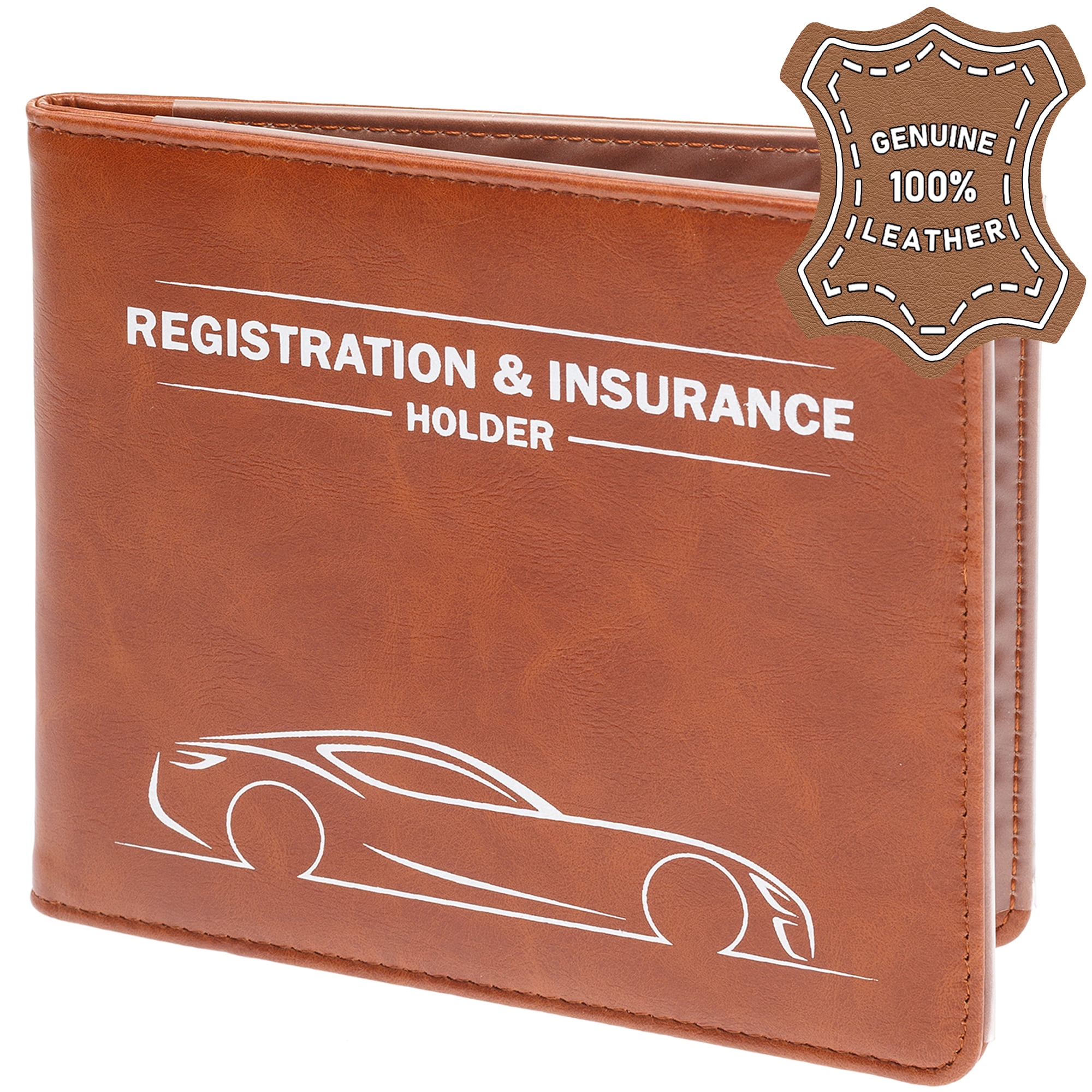 leather car registration holder