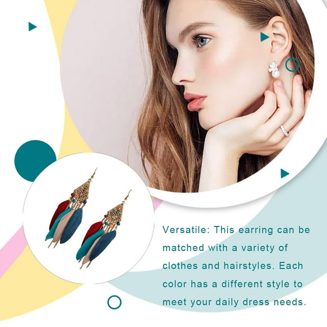 Feathers Earrings Long Drop Dangle Easy Matching Multicolor Classical Comfortable Modern Style Ear Pendants for Women Jewelry mixed color