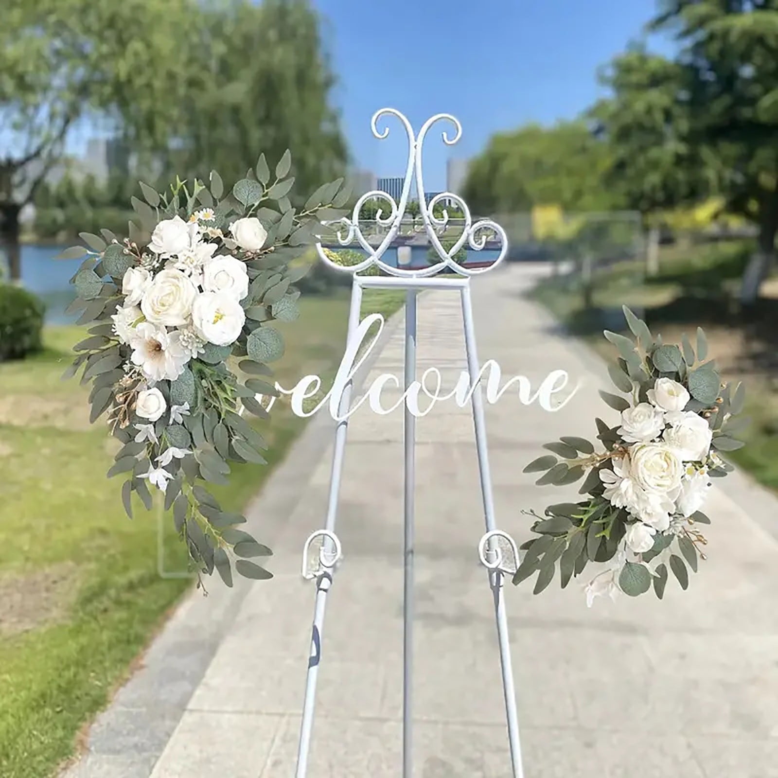 Clearance Under 5$ Household Imitation, FNGZ Artificial Flowers for Dining Table and Stairs Decoration Wedding Arch Faux Flowers Set of 2 Greenery Garland for Wedding Decor and Reception Decoration