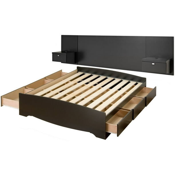 Prepac Series 9 Wooden King Storage Bed, California King Floating Platform Bed