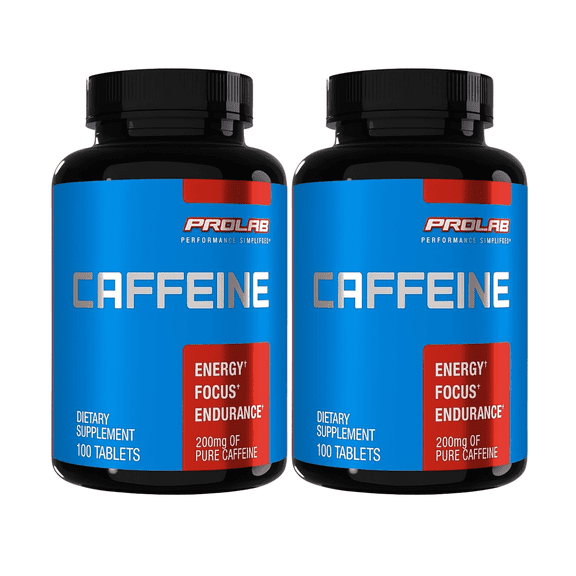 Prolab Caffeine Tablets 100 Count (pack of 2), Energy and Focus Support Supplement
