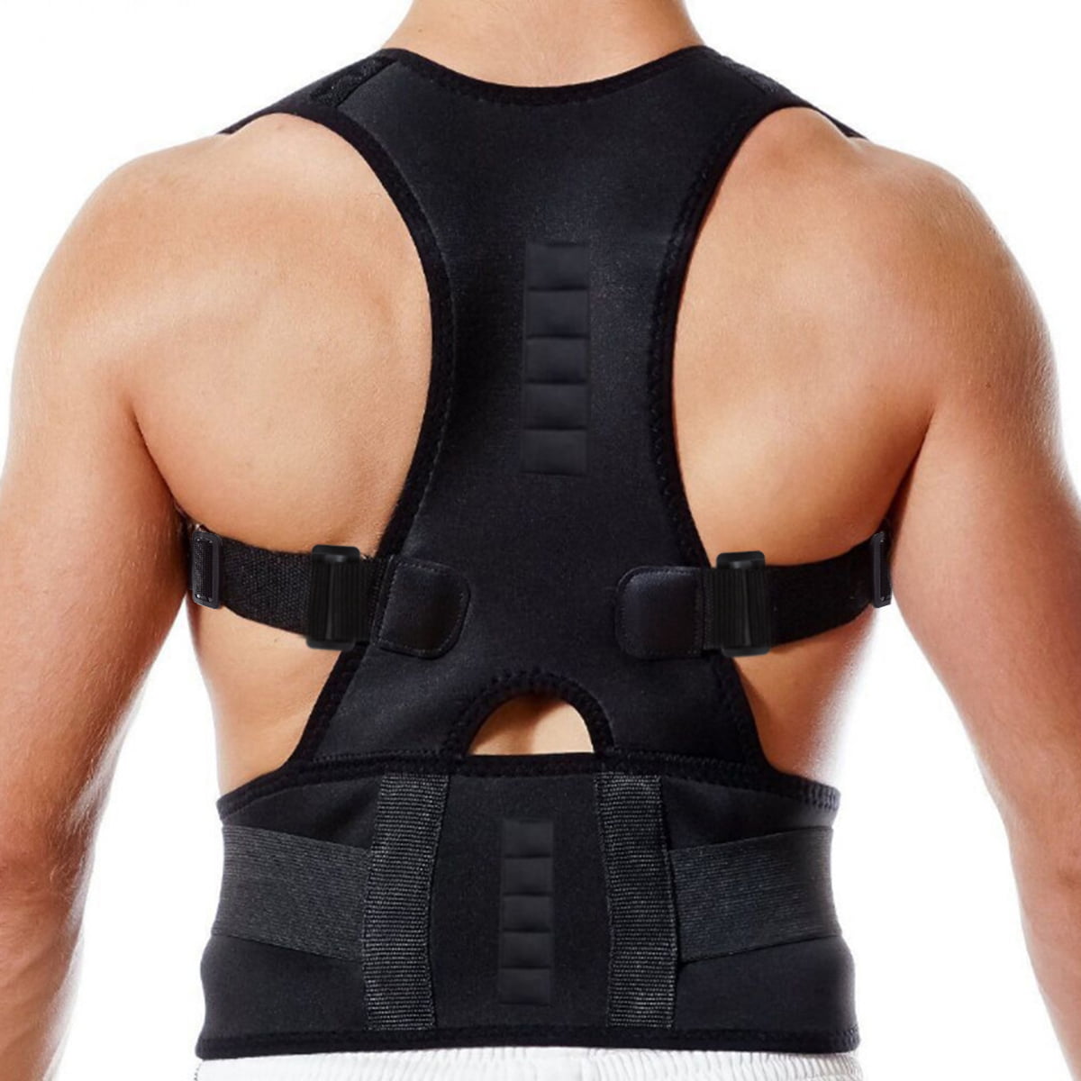 Adult Adjustable Posture Corrector Low Back Support Shoulder Brace Belt Black US