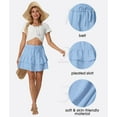 thumbnail image 4 of JWD Skorts for Women Ruffled Tiered Skirts High Waist Mini Flowy Skirts Tennis Golf Shorts Sky Blue L, 4 of 8