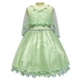 thumbnail image 2 of Robe Fille Verte Cape Ceinture Perle Mariage Fête 5 Ans, 2 of 9