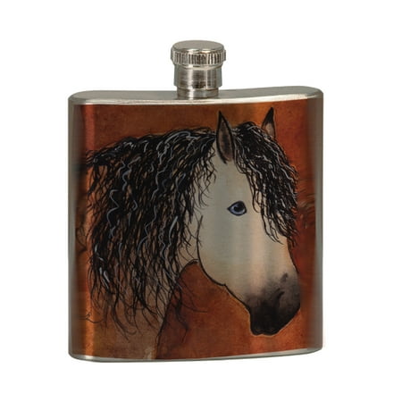 

KuzmarK 6 oz. Stainless Steel Pocket Hip Liquor Flask - Buttermilk Buckskin Quarter Horse Abstract Art by Denise Every