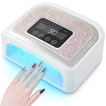 Maraawa UV LED Nail Lamp, 120W Rechargeable Cordless Nail Lamp, 4 Timer Modes with Crystal Diamonds，White