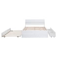 thumbnail image 5 of Full Size Bed Frame with Twin Size Trundle and 2 Drawers, Wooden Platform Bed with High Gloss Headboard and Footboard, Modern Bed Frame for Boys Girls Adults Bedroom, No Box Spring Needed, White, 5 of 7