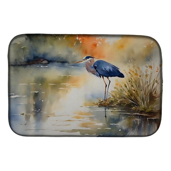 Carolines Treasures DAC2847DDM 21 x 14 in. Blue Heron Dish Drying Mat