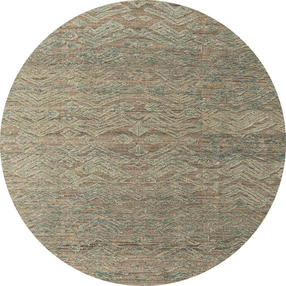 Ahgly Company Indoor Round Abstract Dark Green Abstract Area Rugs, 8' Round