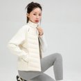 thumbnail image 5 of Chaqueta de plumón de pato para deportes al aire libre, de moda, con cuello de plumón, para mujer, corta, de invierno, de color sólido, se pueden abrir dos por fuera, 5 of 5