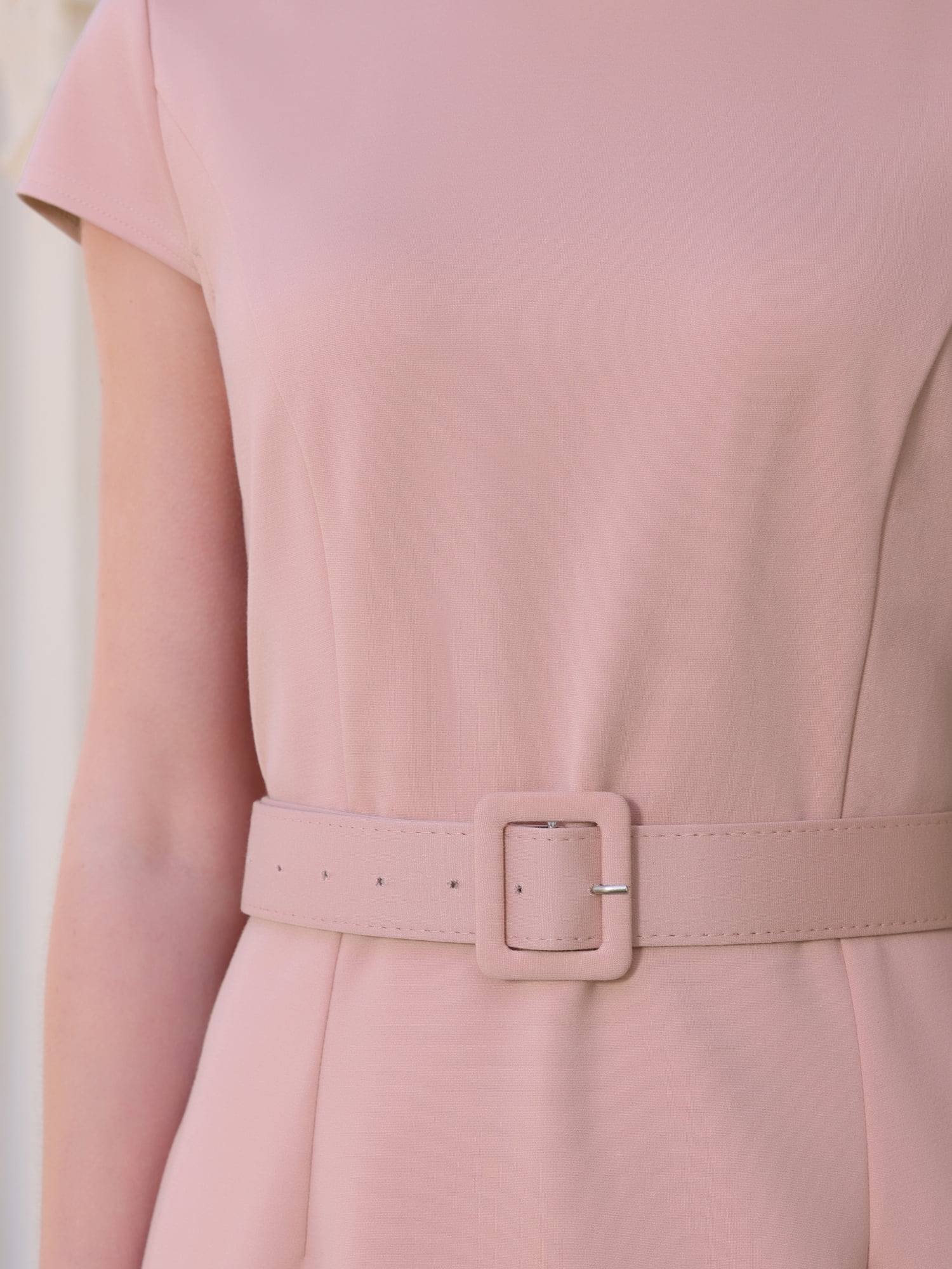 DARING DIVA Knee Length Pencil Cap Sleeve Belted Sheath Dress M Pink