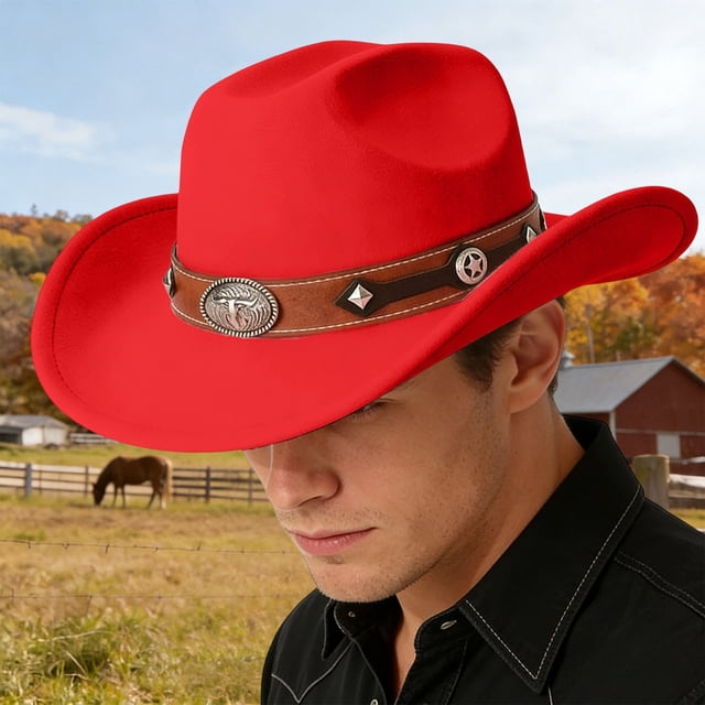 Unisex Western Cowboy Hat with Classic British Straight Brim for Outdoor Western Style Wear Timeless Ranch Accessory
