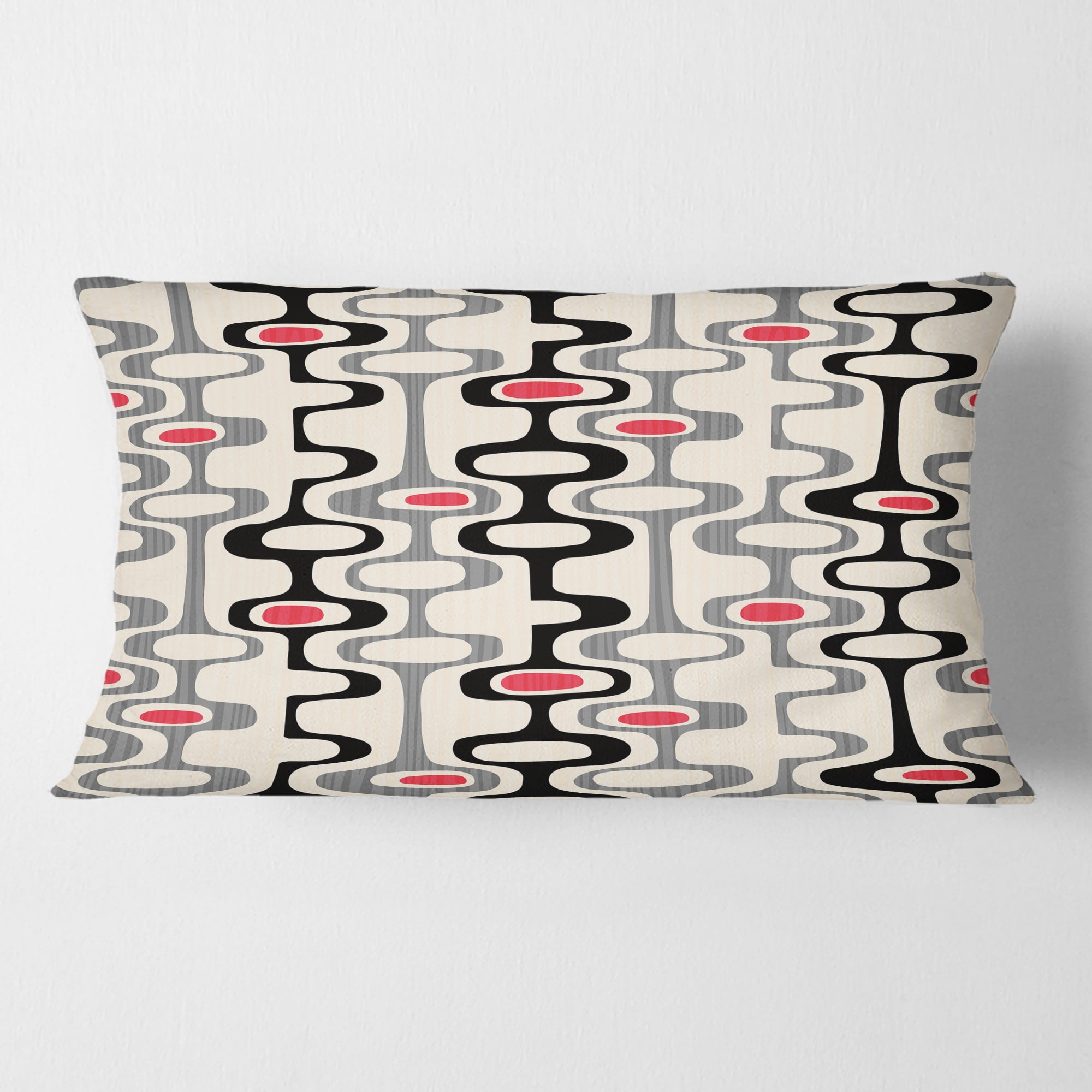Designart Retro Abstract Design IX' Mid-Century Modern Throw Pillow - 12x20