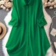 thumbnail image 1 of Vestido Casual Talla Grande Camisa Botones Cuello Solapa Mangas Enrolladas Sólido Mujer Casa de los Tesoros, 1 of 4