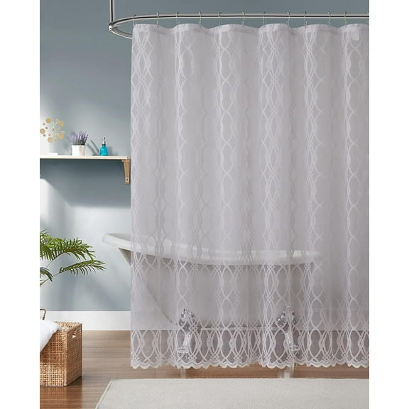 WARM HOME DESIGNS White Modern Shower Curtain 72 Inches Long. GSH White 72
