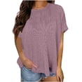 thumbnail image 1 of Timegard Tops for Women Summer Ribbed Crewneck Short Sleeve Basic Tee Casual Loose Shirts Tops blouse, 1 of 7