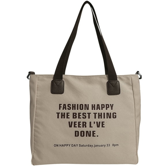 Vaupan Khaki Canvas One Shoulder Cloth Bag, Large Capacity Zipper Storage Bag, Lightweight Commuter Portable Handbag Shoulder Bag Suitable for Go Out, Simple and Casual Unisex Style