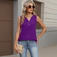 thumbnail image 4 of longantii Tank Tops for Women Summer Sleeveless Loose Fit V Neck Button Down T Shirts Basic Tee Casual Loose Trendy Clothes 2026 Purple XL, 4 of 4