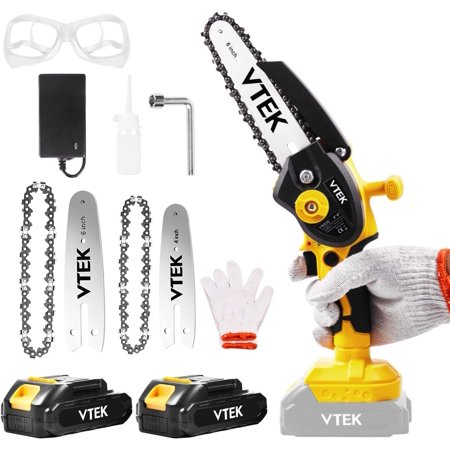 Mini Chainsaw Cordless 4 inch  6 inch Battery Powered Chainsaw  Handheld Portable Electric Chain Saws for Wood Cutting Tree Pruning Trimming. (4-6 inch)