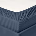 thumbnail image 2 of Hotel Luxurious 1200 Thread Count 100% Egyptian Cotton 3-Piece Deep Pocket Stripe Sheet Set (Twin XL, Navy), 2 of 6