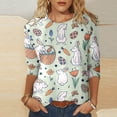 thumbnail image 2 of Outfmvch Chemises de Pâques pour Femmes, Blouses & Hauts, Manches 3/4 Hauts pour Femmes, T-Shirts Graphiques, T-Shirts Imprimés de Pâques Mignons Col Rond Manches Trois-Quarts, Chandails en Molleton Col Rond Femmes Vert S, 2 of 4