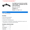 thumbnail image 2 of Front Right Lower Control Arm and Ball Joint Assembly - Compatible with 2005 - 2009 Ford Mustang 2006 2007 2008, 2 of 2