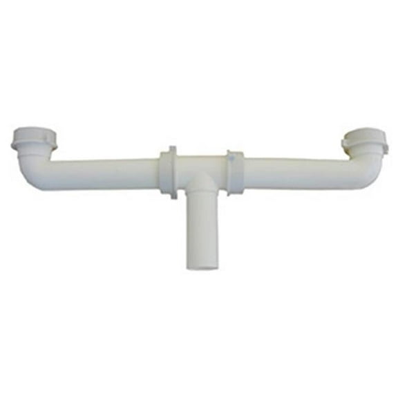 03-4209 1.5 x 16 in. White PVC 2 Bowl End Center Outlet Drain