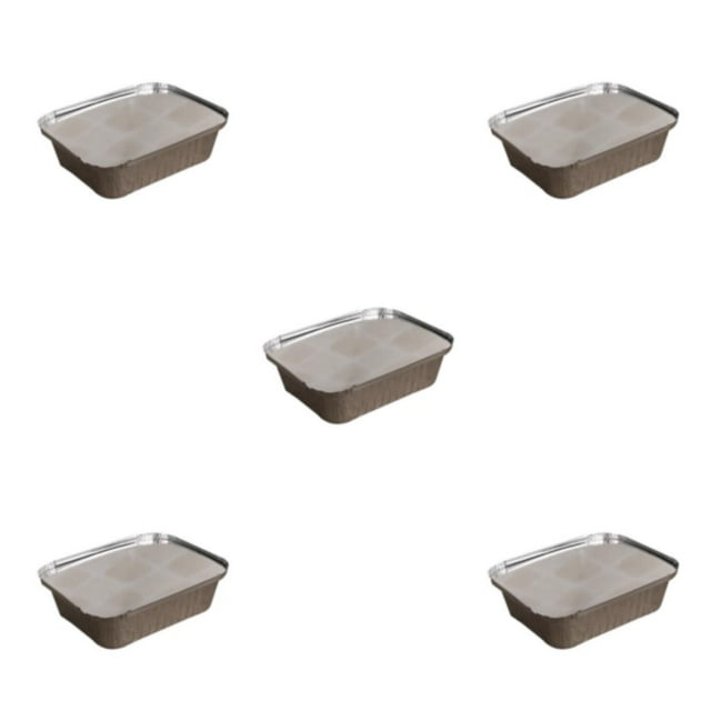 mmirethe Pack of 10 Aluminum Foil Pans Kitchen Supplies One Time Take-out Containers Rectangle Food Container Home Tools Single-use Pan 20*15*8cm 5Set