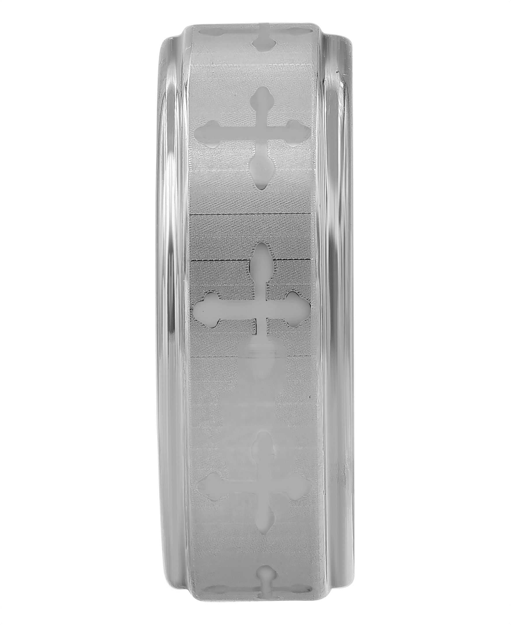 8mm Tungsten Carbide Stepped Edge Brushed Center With Cross Wedding Band Ring For Men