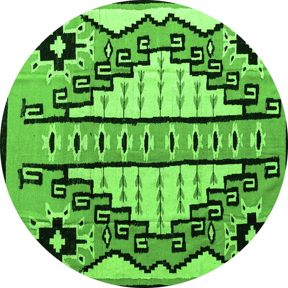 Ahgly Company Indoor Round Abstract Green Modern Area Rugs, 5' Round