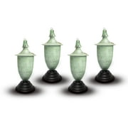 Legends Direct Set of 4, Premium Elegant Metal Tabletop Torches, Tall- Tiki Style /w Snuffer, Fiberglass Wick & Large 35oz Oil Lamp, Stylish Luau Flame Torches (Small Patina)