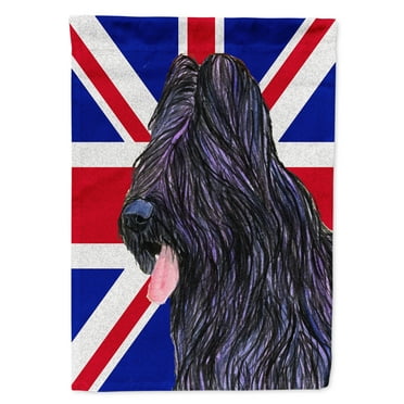 Briard with English Union Jack British Flag Garden Flag