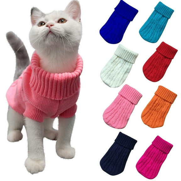 Stretchy Cat Sweater, Dog Sweaters for Boy Girl, Winter Warm Turtleneck Cat Dog Christmas Sweater, Thickened Soft Pet Clothes for Small Medium Large Cats Dogs