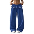 thumbnail image 3 of QATAINLAV Blue Cute Ruffle Elastic Waist Sweatpants for Women Baggy Wide Leg Athletic Pants Solid Color Casual Joggers Trousers L, 3 of 9