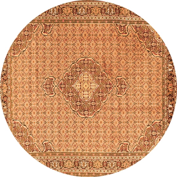 Ahgly Company Indoor Round Medallion Orange Traditional Area Rugs, 4' Round