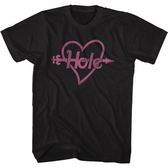Hole Pink Heart and Arrow Black Adult T-Shirt