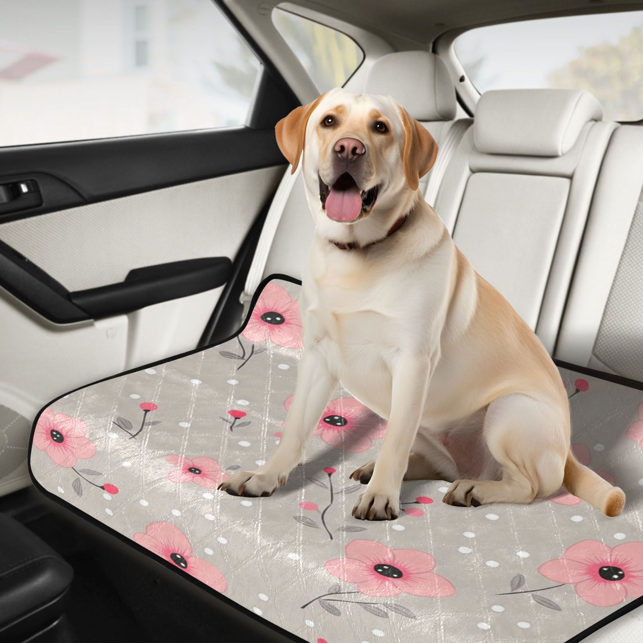 Washable Pet Pee Pads with Super Absorbent Reusable Training Pads for Dogs & Cats Pink Flowers Seamless Pattern