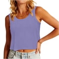 thumbnail image 7 of Feancey Women's Crop Tank Tops Loose Fit Sleeveless T-Shirts Solid Color Casual Workout Tank Top Dressy Trendy Going Out Tee Tops Purple XXL, 7 of 7