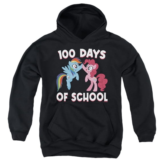 My Little Pony 100 Days of School Youth Kids Boy/Girls Pull-Over Hoodie, Black, Medium