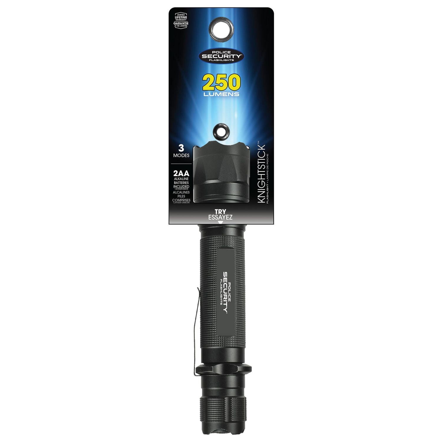 Police Security Knightstick 2AA Flashlight, 3 Mode, 250 Lumen,  2AA Flashlight