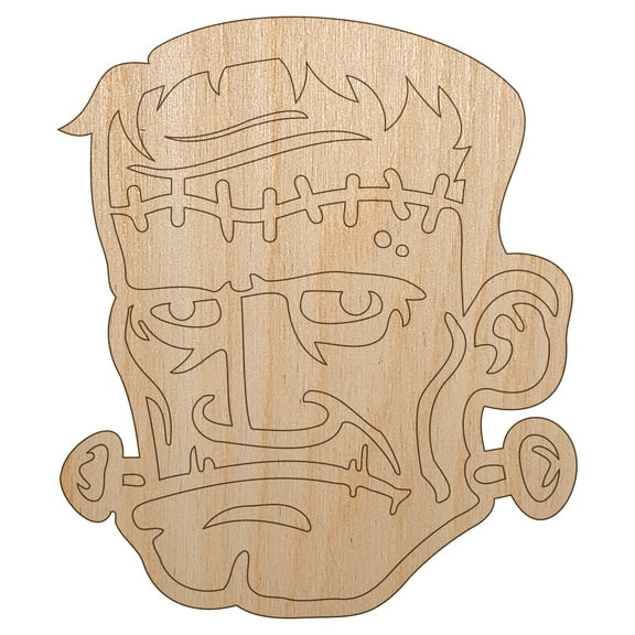 Halloween Frankenstein Monster Wood Shape Unfinished Piece Cutout Craft DIY Projects - 4.70 Inch Size - 1/8 Inch Thick