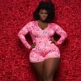 thumbnail image 1 of Combinaisons de Pyjama pour Femmes Grande Taille Imprimé Crème Glacée Manches Longues Combinaison Pyjama Rose TG-5TG, 1 of 16