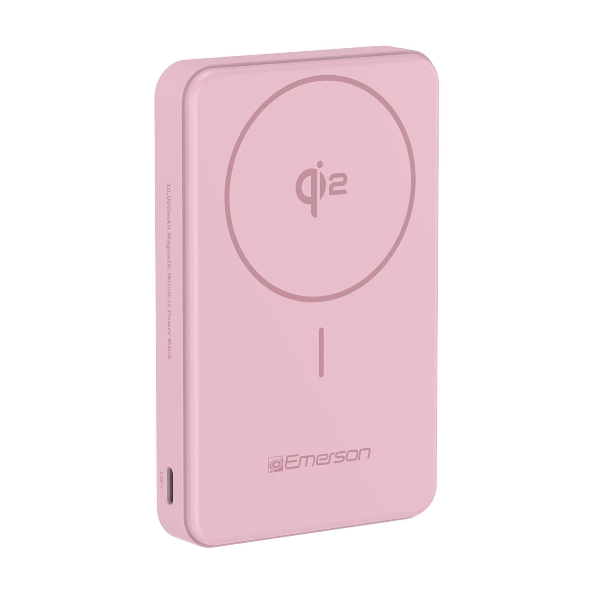 Emerson Power Bank with 15W Qi2 Magnetic Wireless Charging and 20W Wired Output Charging, Pink - PBW1010P