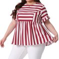 thumbnail image 2 of DARING DIVA Women's Plus Babydoll Ruffle Peplum Top 2X Red White, 2 of 6