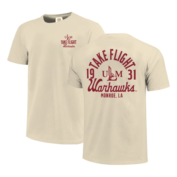 Men's Cream ULM Warhawks Comfort Colors Mascot Overlay T-Shirt