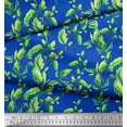 thumbnail image 2 of Soimoi Blue Rayon Fabric Jasmine Leaves Printed Fabric 1 Yard 42 Inch Wide, 2 of 3