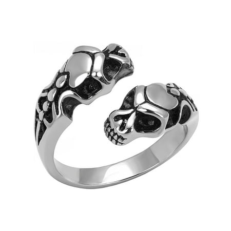 Double Snake Head Shape 316 Stainless Steel Mens Ring - Size 10