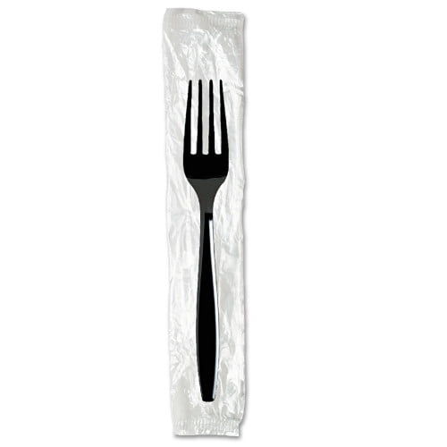 Dixie Individually Wrapped Heavyweight Forks, Polystyrene, Black, 1,000/Carton, Each
