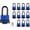 BLUE 40mmLS*12, variant on Colored Padlocks, Red-Covered Laminated Steel Lock, Same Color with Same Key, Keyed Alike Outdoor Locks, Can Be as Lockout Tagout Lock, Pack of 12