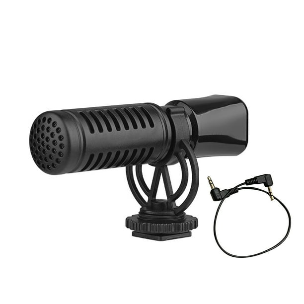 Cámara Micrófonos Irfora Mini micrófono condensador cardioide con parabrisas de montaje de choque, enchufe TRS de 3,5mm para cámara DSLR, Vlog, transmisión de vídeo en vivo, grabación Irfora Micrófonos